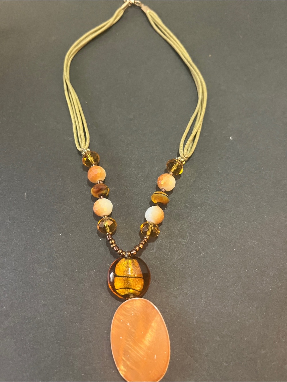 Glass Beaded Leather Necklace